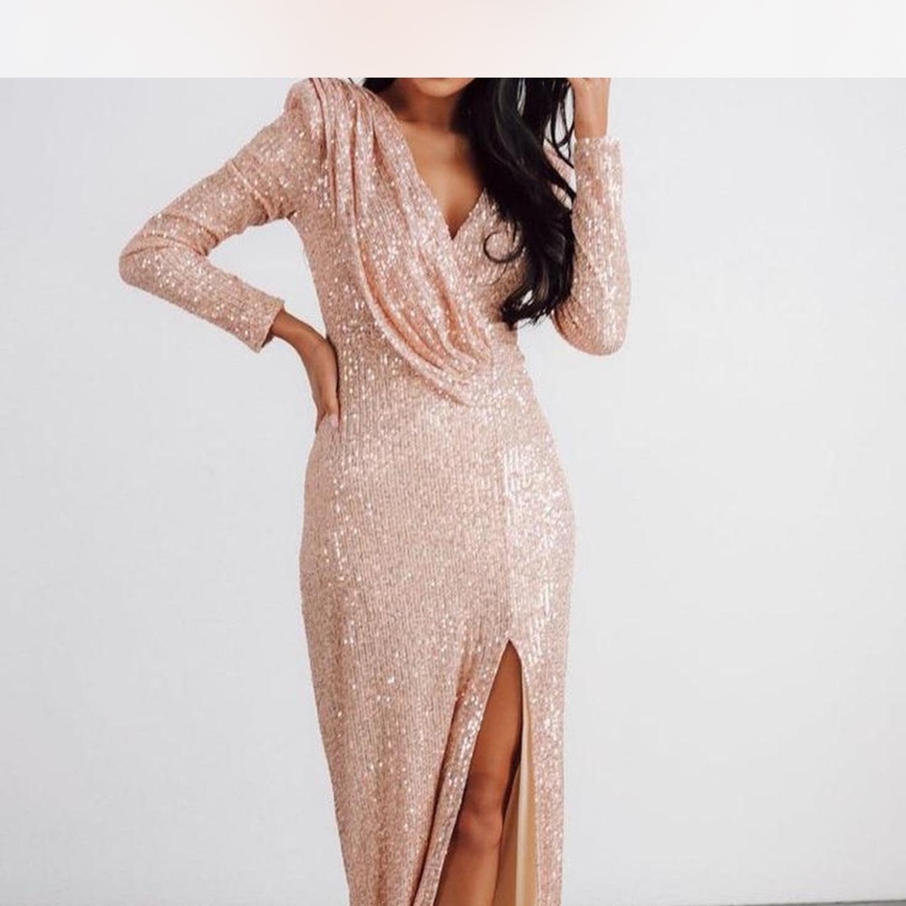 Baltic Born Pink Sequin Long Sleeve Dress